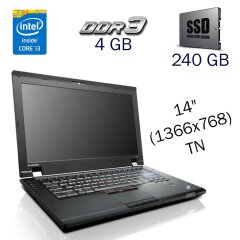 Ноутбук Б класс Lenovo ThinkPad L420 / 14" (1366x768) TN / Intel Core i3-2350M (2 (4) ядра по 2.3 GHz) / 4 GB DDR3 / 240 GB SSD / Intel HD Graphics 3000 / WebCam