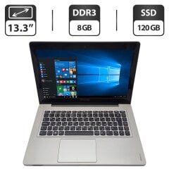 Ноутбук Lenovo IdeaPad U310 / 13.3" (1366x768) TN / Intel Core i3-2367M (2 (4) ядра по 1.4 GHz) / 8 GB DDR3 / 120 GB SSD / Intel HD Graphics 3000 / WebCam