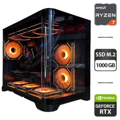 Збірка під замовлення: новий ігровий ПК GameMax Hype-M Black Tower / AMD Ryzen 7 7700 (8 (16) ядер по 3.8 - 5.3 GHz) / 32 GB DDR5 / 1000 GB SSD M.2 / nVidia GeForce RTX 5070, 12 GB GDDR7, 192-bit / 750W