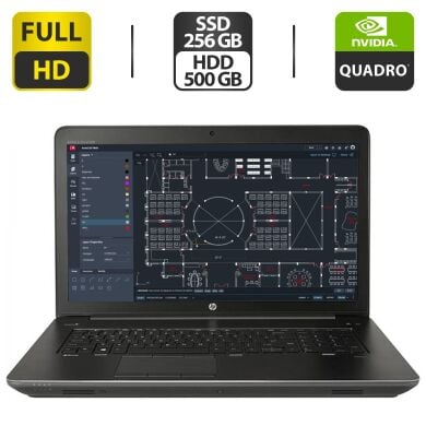 Мобільна робоча станція HP ZBook 17 G3 / 17.3" (1920x1080) IPS / Intel Core i7-6700HQ (4 (8) ядра по 2.6 - 3.5 GHz) / 16 GB DDR4 / 256 GB SSD + 500 GB HDD / nVidia Quadro M4000M, 4 GB GDDR5, 256-bit / WebCam / HDMI