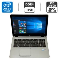 Ноутбук HP EliteBook 850 G4 / 15.6" (1920x1080) TN / Intel Core i5-7200U (2 (4) ядер по 2.5 - 3.1 GHz) / 16 GB DDR4 / 256 GB SSD + 500 GB HDD / Intel HD Graphics 620 / WebCam / Windows 10 Pro