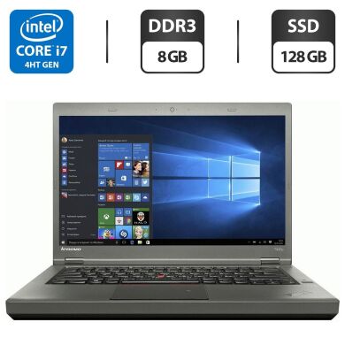 Ноутбук Б-класс Lenovo ThinkPad T440p / 14" (1920x1080) TN / Intel Core i7-4600M (2 (4) ядра по 2.9 - 3.6 GHz) / 8 GB DDR3 / 128 GB SSD / Intel HD Graphics 4600