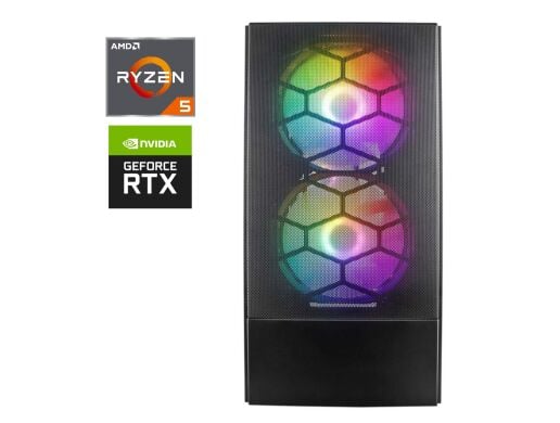 Ігровий ПК 1stPlayer Firebase X4 M Black Tower / AMD Ryzen 5 5500 (6 (12) ядер по 3.6 - 4.2 GHz) / 16 GB DDR4 / 512 GB SSD M.2 / nVidia GeForce RTX 2060 Super, 8 GB GDDR6, 256-bit / 750W