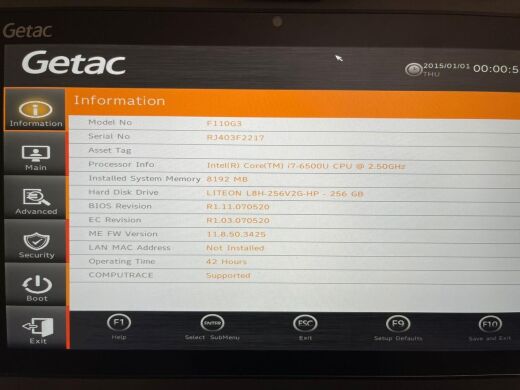 Захищений планшет Getac F110 G3 / 11.6" (1366x768) IPS Touch / Intel Core i7-6500U (2 (4) ядра по 2.5 - 3.1 GHz) / 8 GB DDR4 / 256 GB SSD / Intel HD Graphics 520 / WebCam / Стилус / Два АКБ