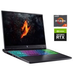 Игровой ноутбук Б-класс Acer Nitro 16 AN16-41 / 16" (2560x1600) IPS / AMD Ryzen 7 7735HS (8 (16) ядер по 3.2 - 4.75 GHz) / 16 GB DDR5 / 1000 GB SSD NVMe / nVidia GeForce RTX 4070, 8 GB GDDR6, 128-bit / WebCam