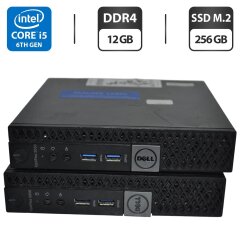Неттоп Dell OptiPlex 5050 USFF / Intel Core i5-6500T (4 ядра по 2.5 - 3.1 GHz) / 12 GB DDR4 / 256 GB SSD M.2 / Intel HD Graphics 530 / Wi-Fi / Windows 11 Pro / Блок питания
