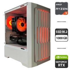 Игровой ПК 1stPlayer H2-WH Tower / AMD Ryzen 5 5500 (6 (12) ядер по 3.6 - 4.2 GHz) / 16 GB DDR4 / 1000 GB SSD M.2 / nVidia GeForce RTX 3060 Ti, 8 GB GDDR6, 256-bit / 650W