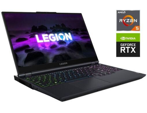 Игровой ноутбук Lenovo Legion 5 15ACH6H / 15.6" (1920x1080) IPS / AMD Ryzen 5 5600H (6 (12) ядер по 3.3 - 4.2 GHz) / 16 GB DDR4 / 512 GB SSD M.2 / nVidia GeForce RTX 3060, 6 GB GDDR6, 192-bit / WebCam / Win 11 Home