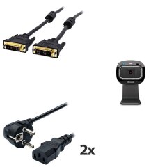 Кабель живлення (2x) + Кабель DVI + Web-cam