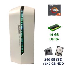 GameMAX Tower / AMD Ryzen 3 2200G (4 ядра по 3.5 -3.7 GHz) / 16 GB DDR4 / 240 GB SSD+640 GB HDD / AMD Radeon RX 580 Nitro+, 4 GB GDDR5, 256-bit
