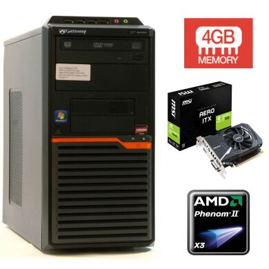 GATEWAY DT55 / AMD Phenom II X3 B75 (3 ядра по 3.0GHz) / 250GB HDD / 4 GB DDR3 / НОВА Відеокарта GeForce GT 1030 2Gb DDR5 (HDMI,DVI) 12 міс. гарантії