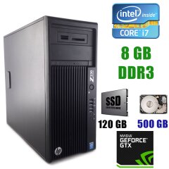HP Z230 Tower / Intel Core i7-4770 (4(8) ядра по 3.4 - 3.9GHz) / 8GB DDR3 / 120 GB SSD+500 GB HDD / GeForce GTX 1070 8GB GDDR5 256bit