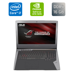 Ігровий ноутбук Asus ROG GL752VSK / 17.3" (1920x1080) IPS / Intel Core i7-7700HQ (4 (8) ядра по 2.8 - 3.8 GHz) / 16 GB DDR4 / 256 GB SSD + 1000 GB HDD / nVidia GeForce GTX 1070, 8 GB GDDR5, 256-bit / WebCam / HDMI
