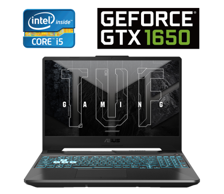 Игровой ноутбук Asus TUF Gaming F15 FX506L / 15.6" (1920x1080) IPS / Intel Core i5-10300H (4 (8) ядра по 2.5 - 4.5 GHz) / 16 GB DDR4 / 512 GB SSD / nVidia GeForce GTX 1650, 4 GB GDDR5, 128-bit / WebCam / Windows 10