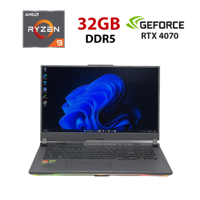 Ігровий ноутбук Б-клас Asus ROG Strix G713PI-XS96 / 17.3" (2560x1440) IPS / AMD Ryzen 9 7945HX (16 (32) ядер по 2.5 - 5.4 GHz) / 32 GB DDR5 / 960 GB SSD / nVidia GeForce RTX 4070, 8 GB GDDR6, 128-bit / WebCam