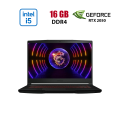 Ігровий ноутбук MSI GF63 Thin 12UCX-1071XUA / 15.6" (1920x1080) IPS / Intel Core i5-12450H (8 (12) ядер по 3.3 - 4.4 GHz) / 16 GB DDR4 / 512 GB SSD / nVidia GeForce RTX 2050, 4 GB GDDR6, 64-bit / WebCam