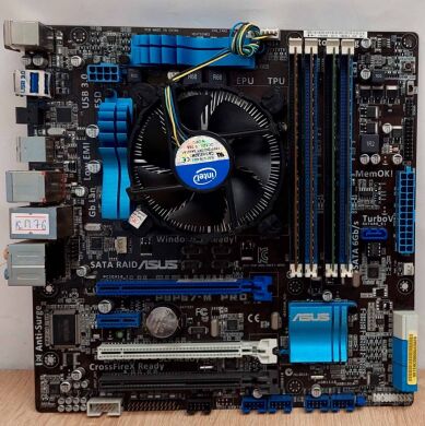 Комплект: материнская плата Asus P8P67-M Pro (rev 3.0) / LGA1155 / Intel Core i7-2600 (4 (8) ядра по 3.4 - 3.8 GHz) / 16 GB DDR3 / Intel HD Graphics 2000 + Кулер
