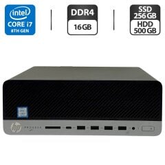 Компьютер HP ProDesk 600 G4 SFF / Intel Core i7-8700 (6 (12) ядер по 3.2 - 4.6 GHz) / 16 GB DDR4 / 256 GB SSD + 500 GB HDD / Intel UHD Graphics 630
