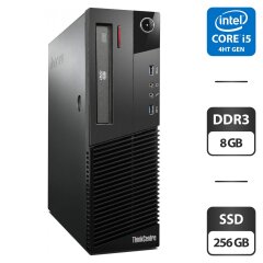 Компьютер Lenovo ThinkCentre M83 SFF / Intel Core i5-4670s (4 ядра по 3.1 - 3.8 GHz) / 8 GB DDR3 / 256 GB SSD / Intel HD Graphics 4600 / DVD-ROM / VGA