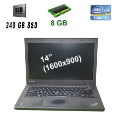 Lenovo ThinkPad T440 / 14" (1600x900) LED / Intel Core i7-4600U (2 (4) ядра по 2.1 - 3.3 GHz) / 8 GB DDR3 / 240 GB SSD / WebCam / USB 3.0