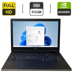 Мобільна робоча станція Б-клас Dell Precision 7530 / 15.6" (1920x1080) IPS / Intel Xeon E-2176M (6 (12) ядер по 2.7 - 4.4 GHz) / 16 GB DDR4 / 512 GB SSD M.2 / nVidia Quadro P2000, 4 GB GDDR5, 128-bit
