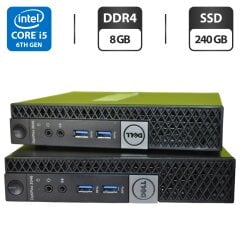 Неттоп Dell OptiPlex 3046 Micro USFF / Intel Core i5-6500T (4 ядра по 2.5 - 3.1 GHz) / 8 GB DDR4 / 240 GB SSD / Intel HD Graphics 530 / Блок питания / Windows 11 Pro