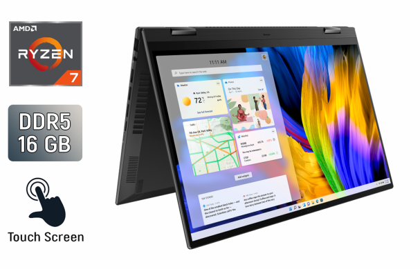 Ноутбук-трансформер Б-класс Asus ZenBook UN5401R / 14" (2880x1800) IPS Touch / AMD Ryzen 7 6800H (8 (16) ядер по 3.2 - 4.7 GHz) / 16 GB DDR5 / 512 GB SSD / AMD Radeon 680M / WebCam / Windows 11