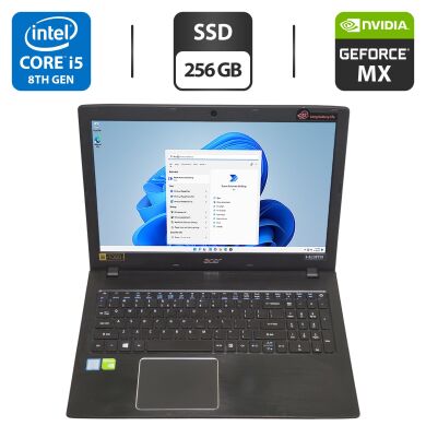 Ноутбук Acer Aspire E5-576G / 15.6" (1920x1080) IPS / Intel Core i5-8250U (4 (8) ядра по 1.6 - 3.4 GHz) / 16 GB DDR3 / 256 GB SSD / nVidia GeForce MX130, 2 GB GDDR5, 64-bit / WebCam Ноутбук Acer Aspire E5-576G / 15.6" (1920x1080) IPS / Intel Core i5-8250U (4 (8) ядра по 1.6 - 3.4 GHz) / 16 GB DDR3 / 256 GB SSD / nVidia GeForce MX130, 2 GB GDDR5, 64-bit / WebCam