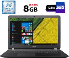 Ноутбук Acer Aspire ES1-572 / 15.6" (1366x768) TN / Intel Core i3-6100U (2 (4) ядра по 2.3 GHz) / 8 GB DDR3 / 128 GB SSD / Intel HD Graphics 520 / WebCam / USB 3.0 / HDMI / Windows 10 лицензия