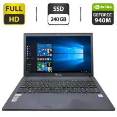 Ноутбук Б-класс Clevo W650RB / 15.6" (1920x1080) TN / Intel Core i7-6700HQ (4 (8) ядра по 2.6 - 3.5 GHz) / 8 GB DDR3 / 240 GB SSD / nVidia GeForce 940M, 2 GB GDDR3, 64-bit / WebCam / DVD-ROM Ноутбук Б-класс Clevo W650RB / 15.6" (1920x1080) TN / Intel Core i7-6700HQ (4 (8) ядра по 2.6 - 3.5 GHz) / 8 GB DDR3 / 240 GB SSD / nVidia GeForce 940M, 2 GB GDDR3, 64-bit / WebCam / DVD-ROM