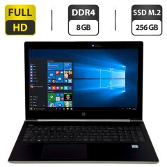Ноутбук Б-клас HP ProBook 450 G5 / 15.6" (1920x1080) IPS / Intel Core i5-8250U (4 (8) ядра по 1.6 - 3.4 GHz) / 8 GB DDR4 / 256 GB SSD M.2 / Intel UHD Graphics 620 / WebCam / Windows 10 Pro