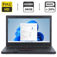 Ноутбук Б-клас Lenovo ThinkPad L460 / 14" (1920x1080) IPS / Intel Core i7-6600U (2 (4) ядра по 2.6 - 3.4 GHz) / 16 GB DDR3 / 240 GB SSD NEW / Intel HD Graphics 520 / WebCam / Mini DisplayPort / Windows 11 Pro