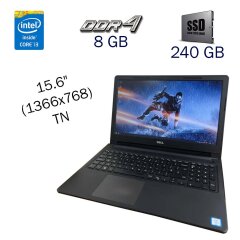 Ноутбук Dell Vostro 15-3568 / 15.6" (1366x768) TN / Intel Core i3-6006U (2 (4) ядра по 2.0 GHz) / 8 GB DDR4 / 240 GB SSD / Intel HD Graphics 520 / WebCam / Win 10 Pro