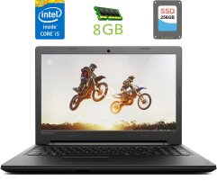 Ноутбук Lenovo IdeaPad 100-15IBD / 15.6" (1366x768) TN / Intel Core i5-4288U (2 (4) ядра по 2.6 - 3.1 GHz) / 8 GB DDR3 / 256 GB SSD / Intel Iris Graphics 5100 / WebCam / HDMI