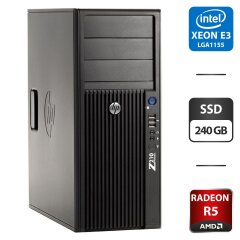 Рабочая станция HP Z210 Workstation Tower / Intel Xeon E3-1230 (4 (8) ядра по 3.2 - 3.6 GHz) / 8 GB DDR3 / 240 GB SSD / AMD Radeon R5 240, 1 GB GDDR3, 64-bit / DVI