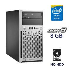 Сервер HP ProLiant ML310e G8 Tower / Intel Xeon E5-2690 (8 (16) ядер по 2.9 - 3.8 GHz) / 8 GB DDR3 / NO HDD / контроллер винчестера P222/512 MB / 2х 450W / DVD-RW