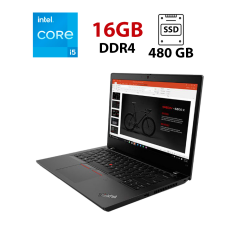 Ультрабук Lenovo ThinkPad L14 Gen 1 / 14" (1920x1080) IPS / AMD Ryzen 5 Pro 4650U (6 (12) ядер по 2.1 - 4.0 GHz) / 16 GB DDR4 / 480 GB SSD / AMD Radeon RX Vega 6 Graphics / WebCam