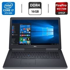 Мобільна робоча станція Dell Precision 7710 / 17.3" (3840x2160) IPS / Intel Core i7-6920HQ (4 (8) ядра по 2.9 - 3.8 GHz) / 16 GB DDR4 / 256 GB SSD + 500 GB HDD / AMD FirePro W5170M, 2 GB GDDR5, 128-bit / WebCam