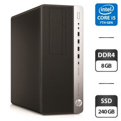 Компьютер HP ProDesk 600 G3 Tower / Intel Core i5-7500 (4 ядра по 3.4 - 3.8 GHz) / 8 GB DDR4 / 240 GB SSD / Intel HD Graphics 630 / Windows 11 Pro / DVD-ROM
