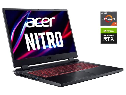 Ігровий ноутбук Б-клас Acer Nitro 5 AN517-42 / 17.3" (1920x1080) IPS / AMD Ryzen 7 6800H (8 (16) ядер по 3.2 - 4.7 GHz) / 16 GB DDR4 / 1000 GB SSD / nVidia GeForce RTX 3060, 6 GB GDDR6, 192-bit / WebCam