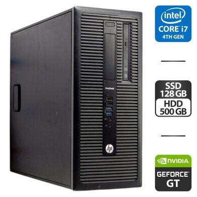 Комп'ютер HP ProDesk 600 G1 Tower / Intel Core i7-4770 (4 (8) ядра по 3.4 - 3.9 GHz) / 16 GB DDR3 / 128 GB SSD + 500 GB HDD / nVidia GeForce GT 730, 2 GB GDDR3, 64-bit