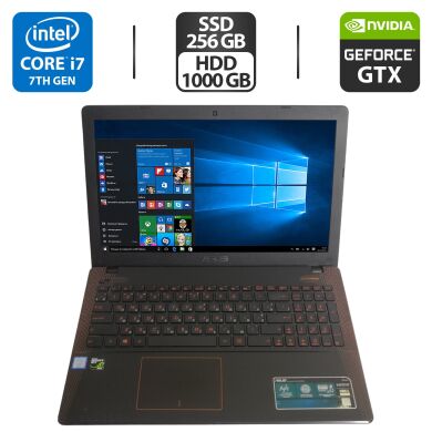 Ігровий ноутбук Б-клас Asus X550VX-DM562 / 15.6" (1920x1080) TN / Intel Core i7-7700HQ (4 (8) ядра по 2.8 - 3.8 GHz) / 16 GB DDR4 / 256 GB SSD + 1000 GB HDD / nVidia GeForce GTX 950M, 4 GB GDDR3, 128-bit / WebCam / HDMI / Windows 10 Pro