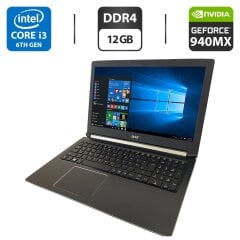 Ноутбук Acer Aspire A515-51 / 15.6" (1366x768) TN / Intel Core i3-6006U (2 (4) ядра по 2.0 GHz) / 12 GB DDR4 / 128 GB SSD / nVidia GeForce 940MX, 2 GB GDDR5, 64-bit / WebCam
