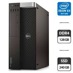 Сервер Dell Precision T7810 Tower / 2x Intel Xeon E5-2697 v4 (18 (36) ядер по 2.3 - 3.6 GHz) / 128 GB DDR4 / 240 GB SSD / nVidia Quadro K4000, 3 GB GDDR5, 192-bit / 825W / DVD-ROM