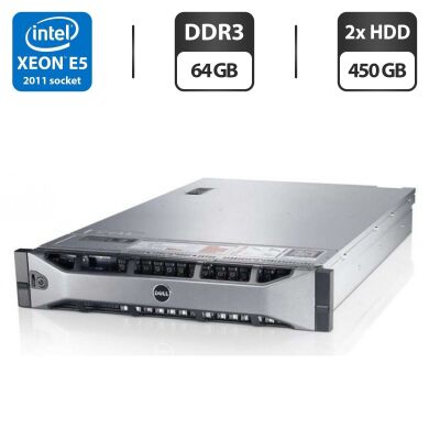 Сервер Dell PowerEdge R720 2U Rack / 2x Intel Xeon E5-2660 v2 (10 (20) ядер по 2.2 - 3.0 GHz) / 64 GB DDR3 / 2x 450 GB HDD (SAS) / iRMC S3 Graphics / Два блока питания 750W Сервер Dell PowerEdge R720 2U Rack / 2x Intel Xeon E5-2660 v2 (10 (20) ядер по 2.2 - 3.0 GHz) / 64 GB DDR3 / 2x 450 GB HDD (SAS) / iRMC S3 Graphics / Два блока питания 750W