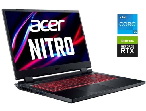 Игровой ноутбук Acer Nitro 5 AN517-55 / 17.3" (1920x1080) IPS / Intel Core i5-12500H (12 (16) ядер по 2.5 - 4.5 GHz) / 16 GB DDR4 / 512 GB SSD / nVidia GeForce RTX 3050, 4 GB GDDR5, 128-bit / WebCam