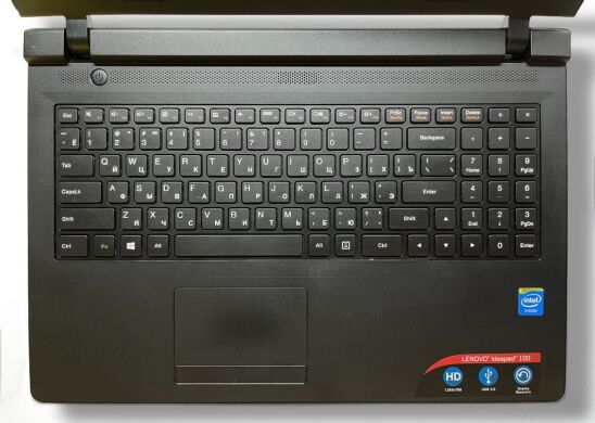 Ноутбук Б-класс Lenovo 100-15IBY / 15.6" (1366x768) TN / Intel Celeron N2840 (2 ядра по 2.16 - 2.58 GHz) / 4 GB DDR3 / 120 GB SSD / Intel HD Graphics / WebCam Ноутбук Б-класс Lenovo 100-15IBY / 15.6" (1366x768) TN / Intel Celeron N2840 (2 ядра по 2.16 - 2.58 GHz) / 4 GB DDR3 / 120 GB SSD / Intel HD Graphics / WebCam