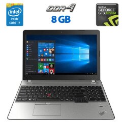 Ігровий ноутбук Б-клас Lenovo ThinkPad E570 / 15.6'' (1366x768) TN / Intel Core i7-7500U (2 (4) ядра по 2.7 - 3.5 GHz) / 8 GB DDR4 / 256 GB SSD / nVidia GeForce GTX 950M, 2 GB GDDR5, 128-bit / WebCam / DVD-ROM