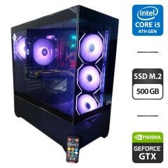 Игровой ПК GTL Gaming Universe Black Tower / Intel Core i5-8400 (6 ядер по 2.8 - 4.0 GHz) / 16 GB DDR4 / 500 GB SSD M.2 / nVidia GeForce GTX 1650, 4 GB GDDR6, 128-bit / 600W