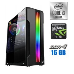 Ігровий ПК Tower NEW / Intel Core i3-10100F (4 (8) ядра по 3.6 - 4.3 GHz) NEW / 16 GB DDR4 NEW / 240 GB SSD NEW / nVidia GeForce GTX 1070, 8 GB GDDR5, 256-bit / 600W NEW
